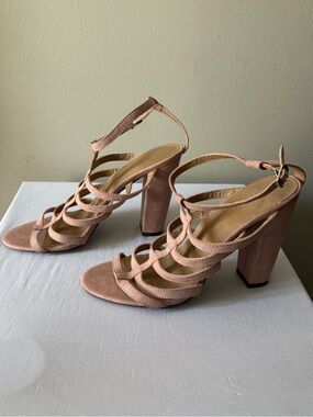 Charlotte Russe Blush Strappy Block Heel Sandals
